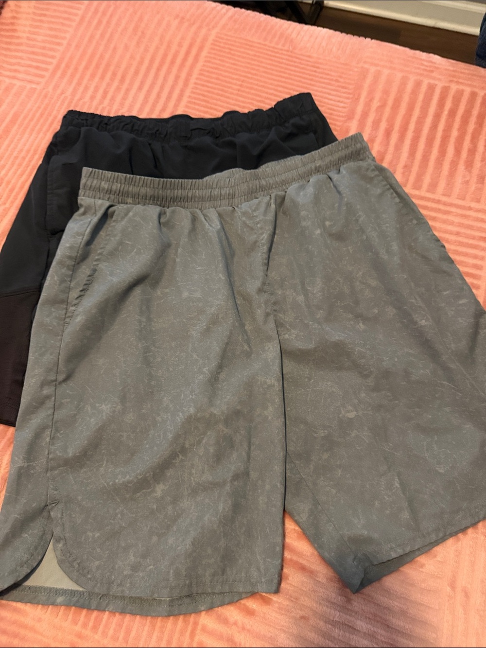 Men's Gray /Black Tie And Elastic-Waist Athletic Shorts